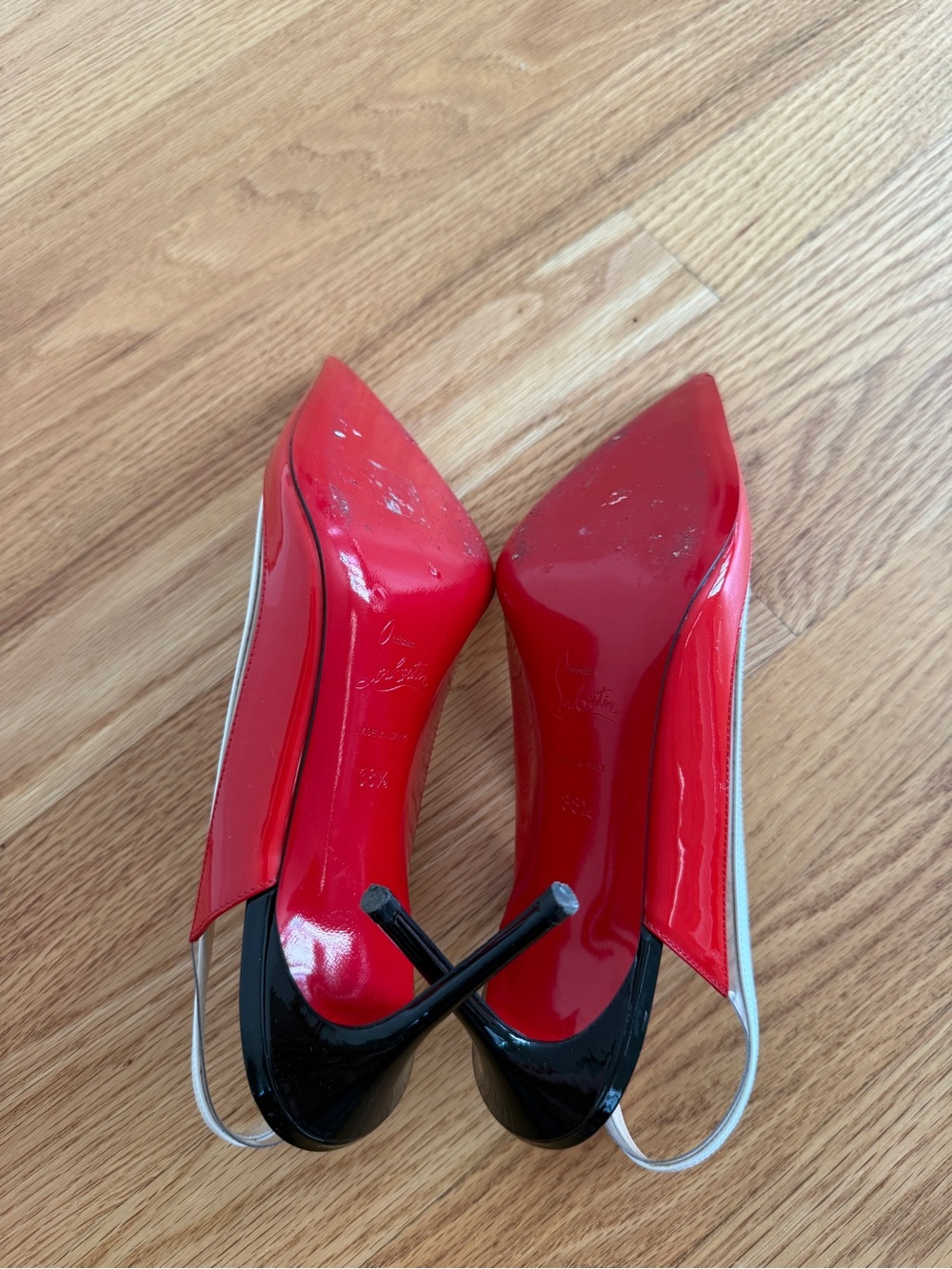 Christian Louboutin Paulina Sling 85 Patent/PVC Version Corazon - Picture 5 of 10